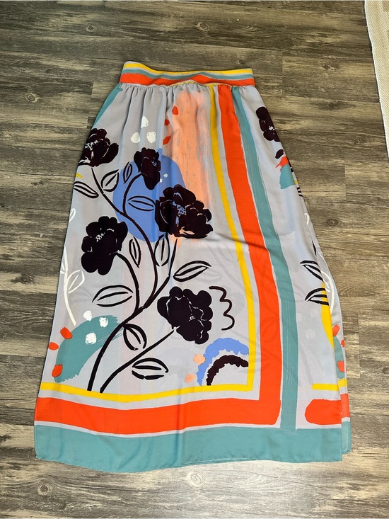 Maeve Dresses & Skirts - Maeve Anthropologie Midi Skirt Medium Gray Floral Abstract Elastic Waist Women